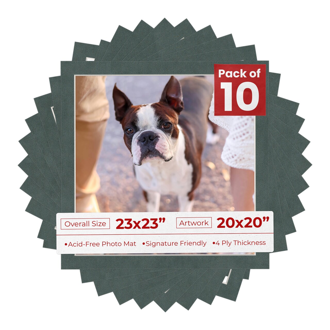 Dark Grey Suede Mat Board for 23x23 Frames - Fits 20x20 Photos